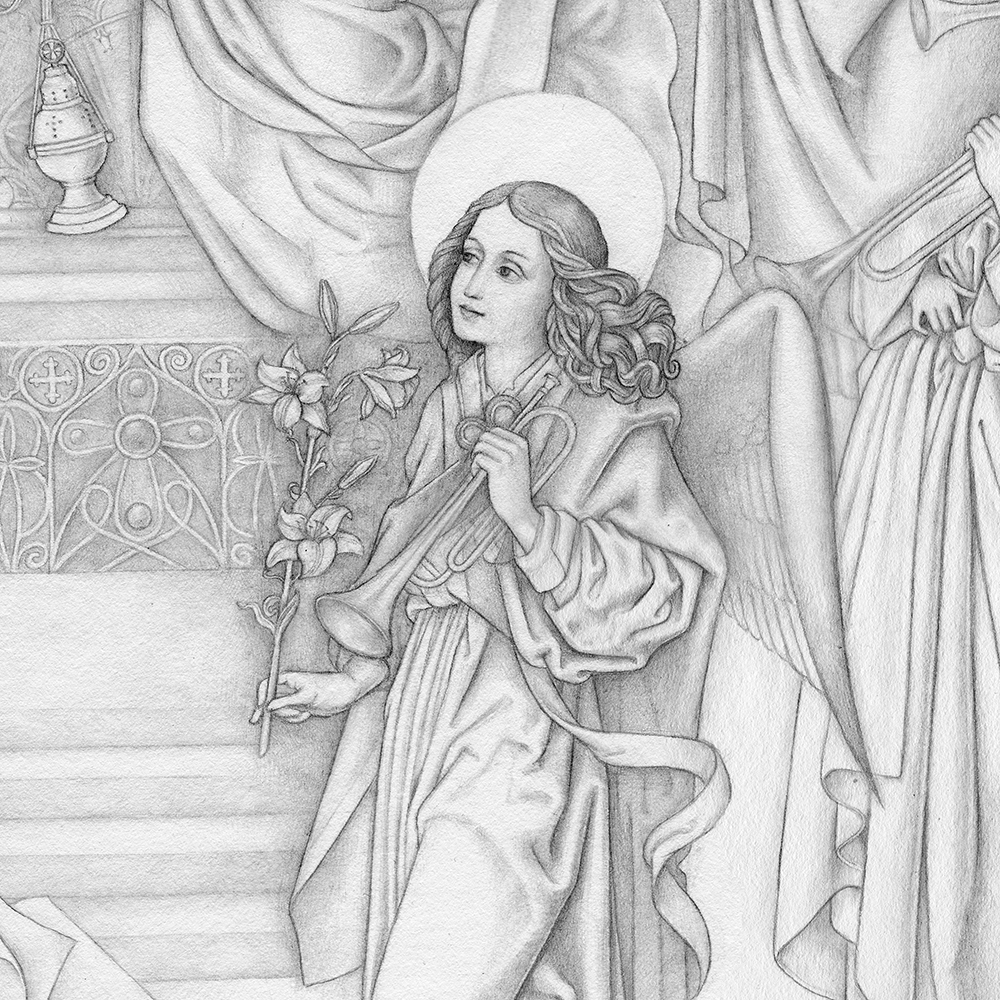 pencil Drawing  angel bible heaven portrait cloth revelation
