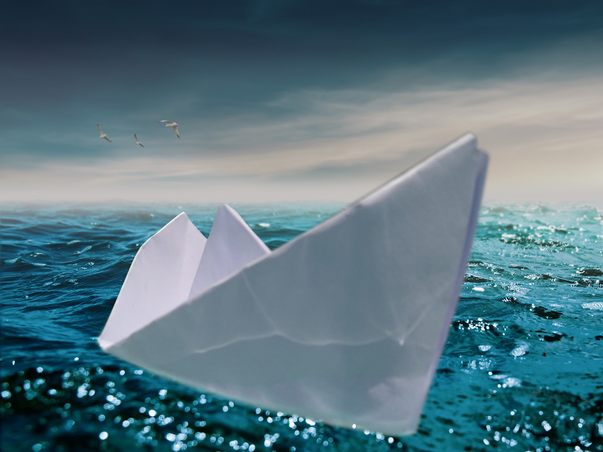 paper boat manipulation sea Ocean origami 