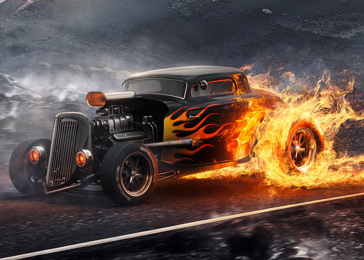 Digital Art in Photoshop: Drive it like its hot!1200 x 857