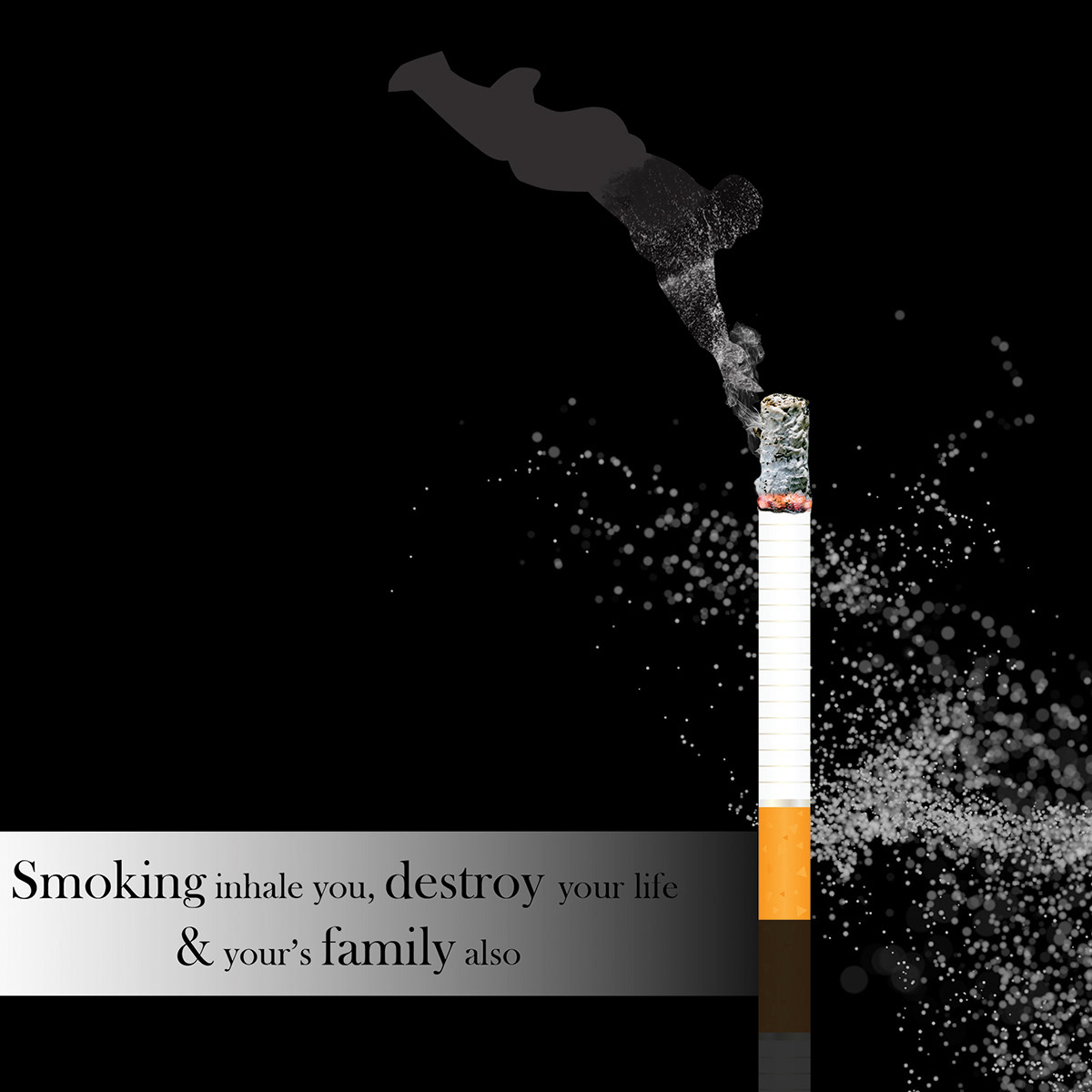 cigrette creative grunge Health killings Man's life message quote smoking composition smoking kills