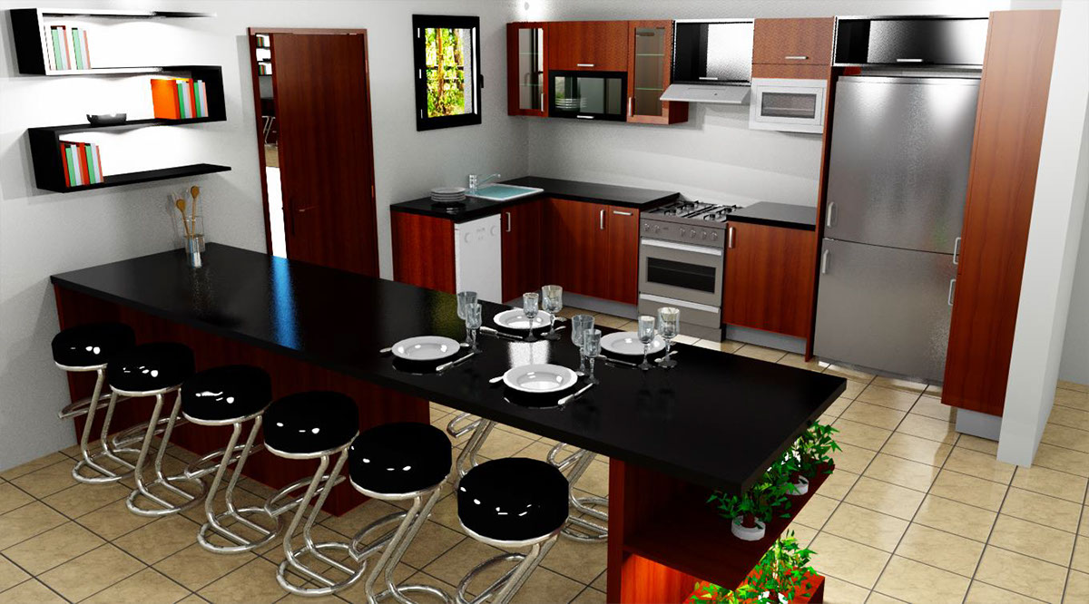kitchen design furniture Render vray SketchUP lighting Ergonomics