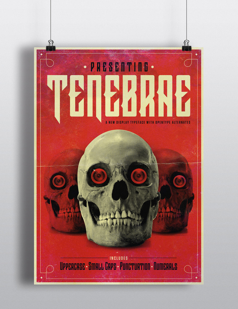 font Typeface ten dollar fonts type custom type poster Retro vintage cult giallo Halloween spooky skull horror