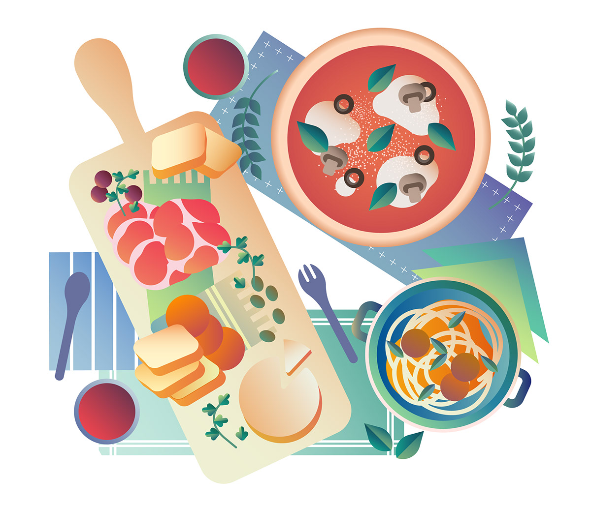 artwork vector ILLUSTRATION  Icon design Food  flat color cuisine challenge