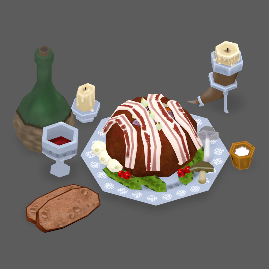 3D blender fantasy Food  game asset Hand Painted Skyrim stylized texture