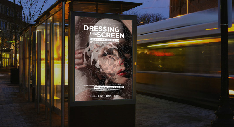 Exhibition  the rise of Fashion Film Dressing the screen visual identity kaleidoscope Dynamic poster Catalogue Signage