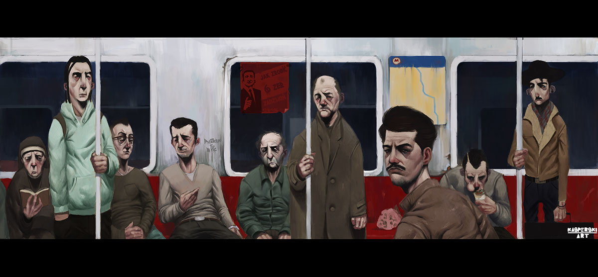 metro people painting   digital inspired art Kasperski