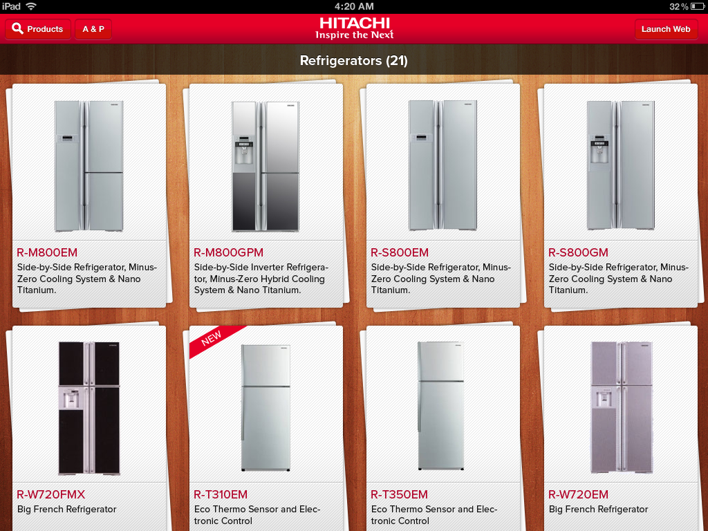 hitachi apps iPad Catalogue UI product