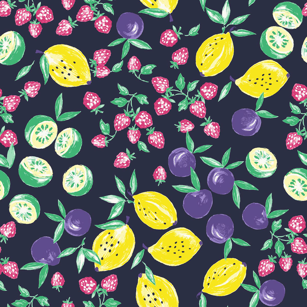 fashion print pattern print Fruit conversational surface design watercolor sketch Textiles