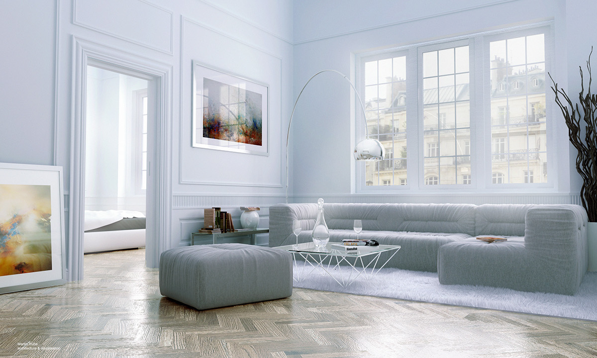 Interior Render Paris design living room Bonaldo Nuvela