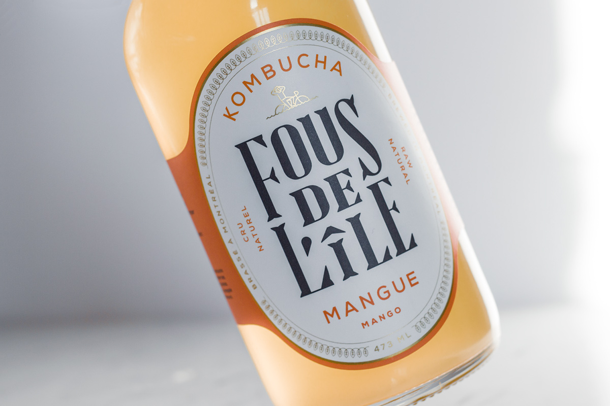 kombucha drink beverage brand identity lettering Montreal Canada bottle foil print Web digital development