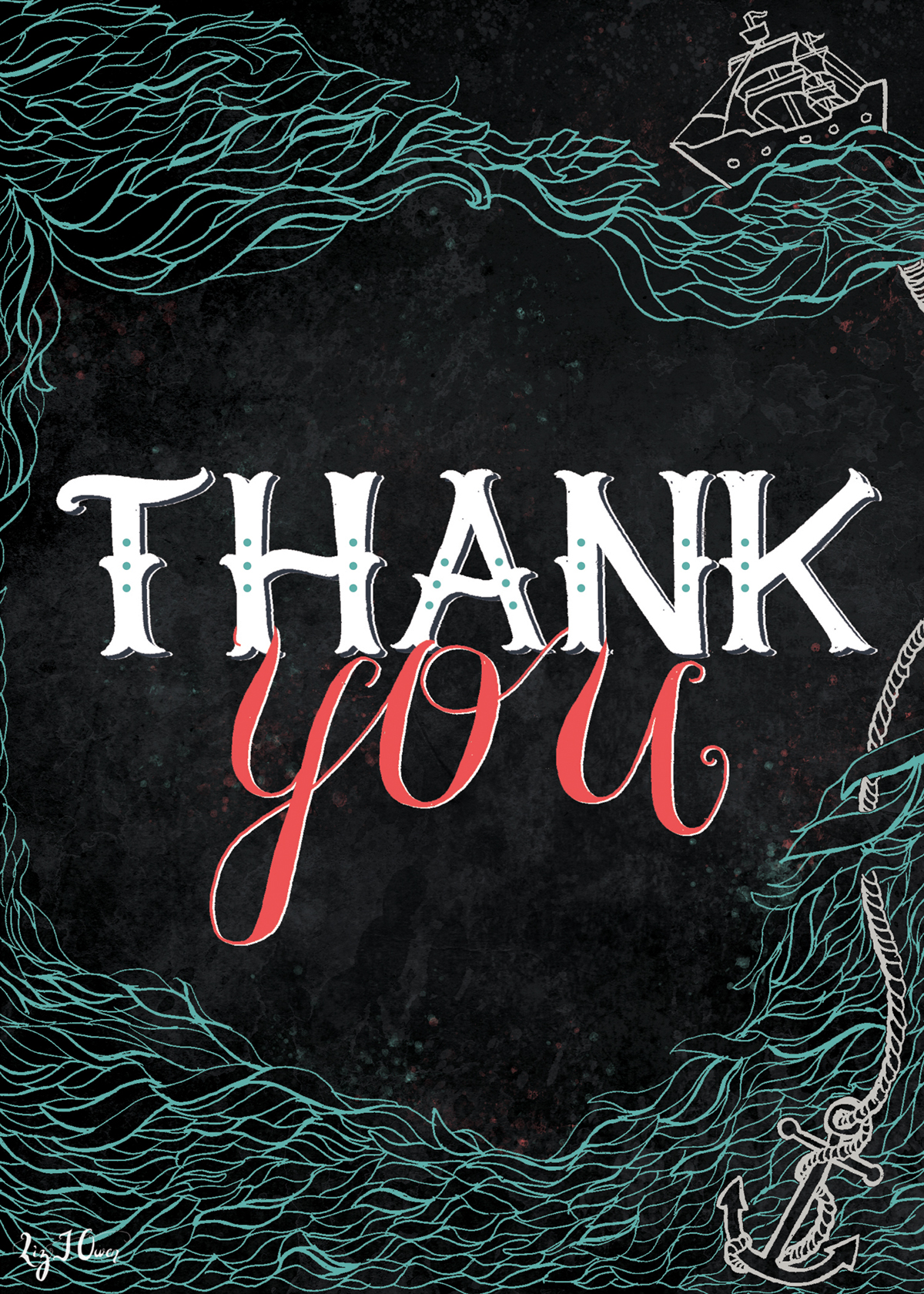 HAND LETTERING thank you card Stationery