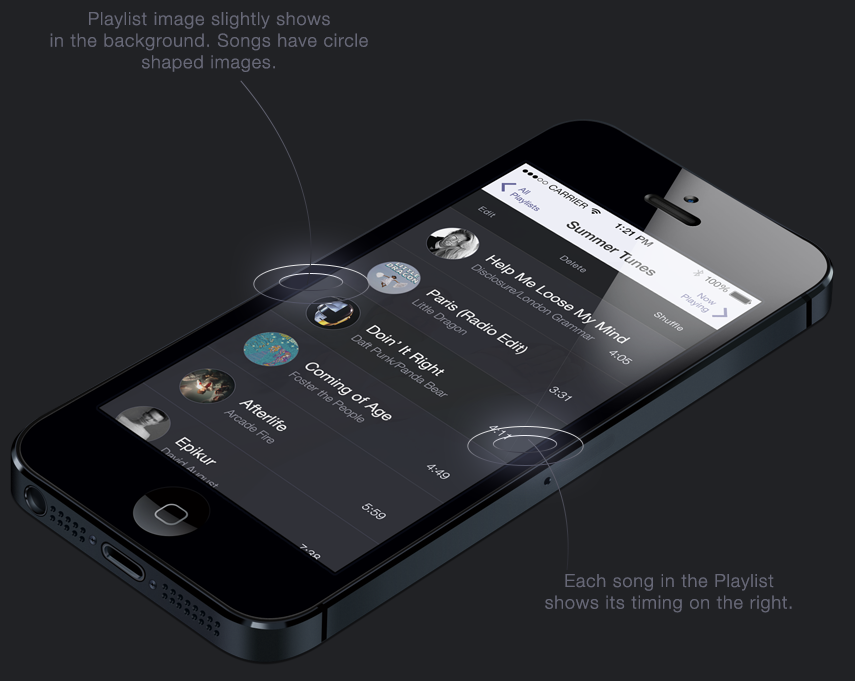 iphone ios7 mobile music app redesign user interface