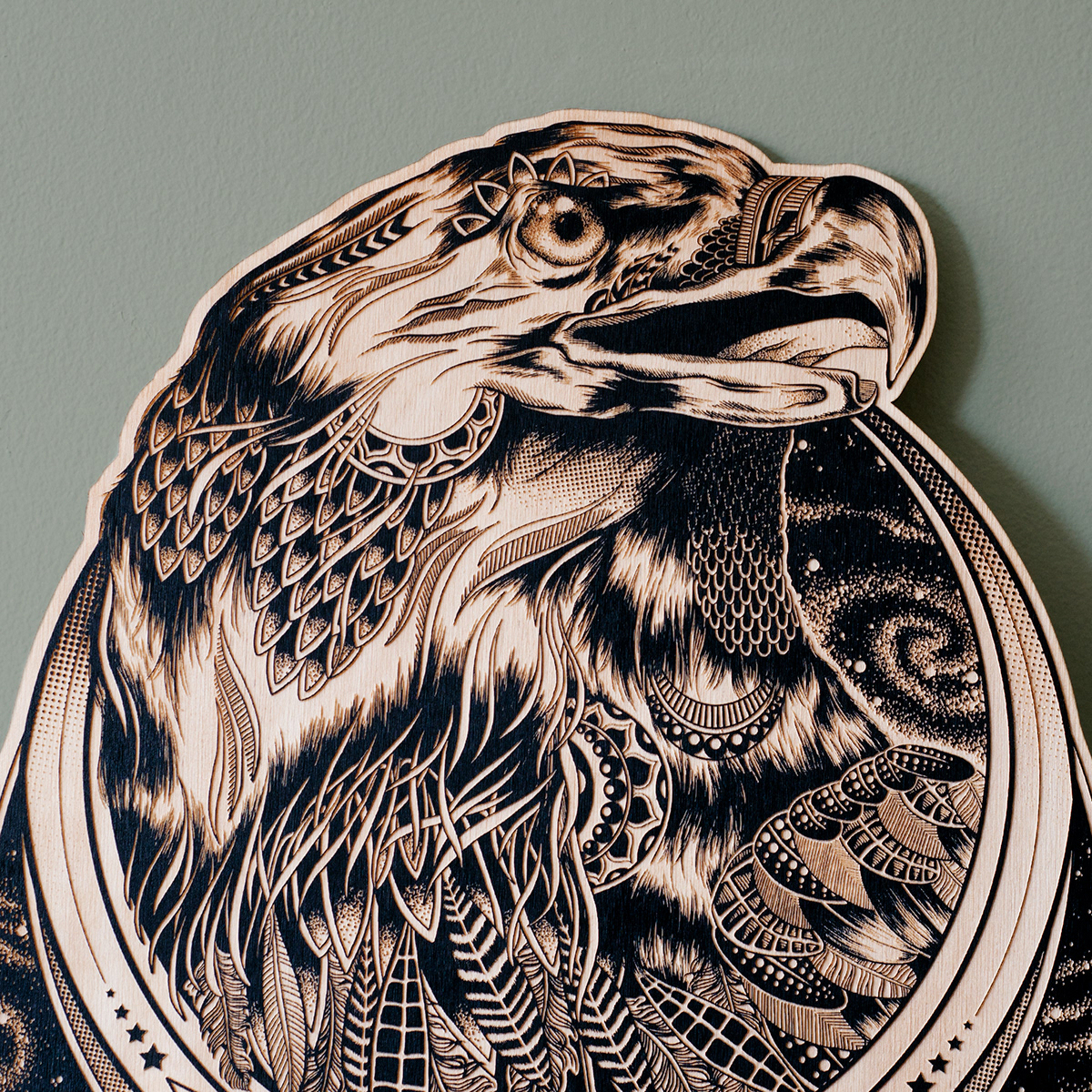laser cut wood engraving American Eagle eagle Aloe Vera animal drawing animals black and white