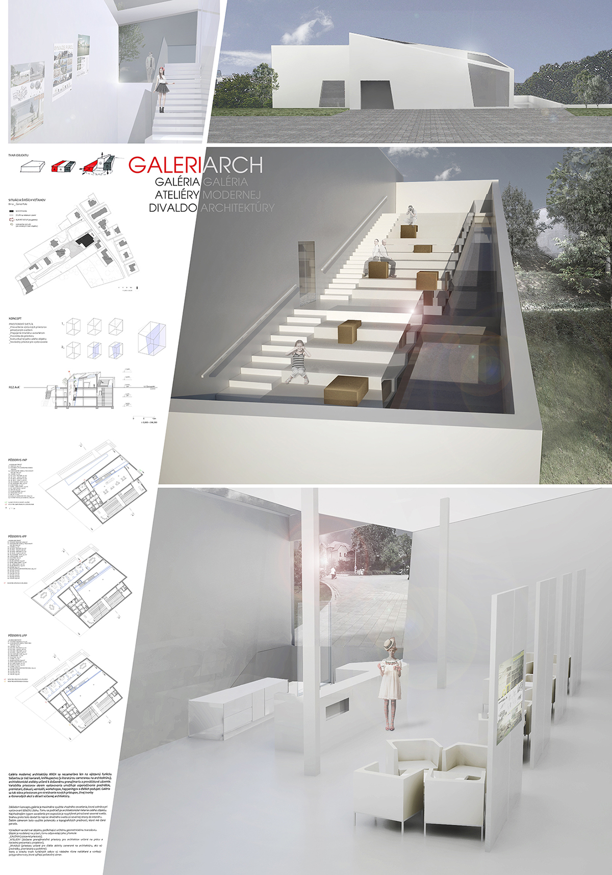 gallery architecture gallery of architecture brno Czech Republic cafe theater  Exhibition  bachelor thesis