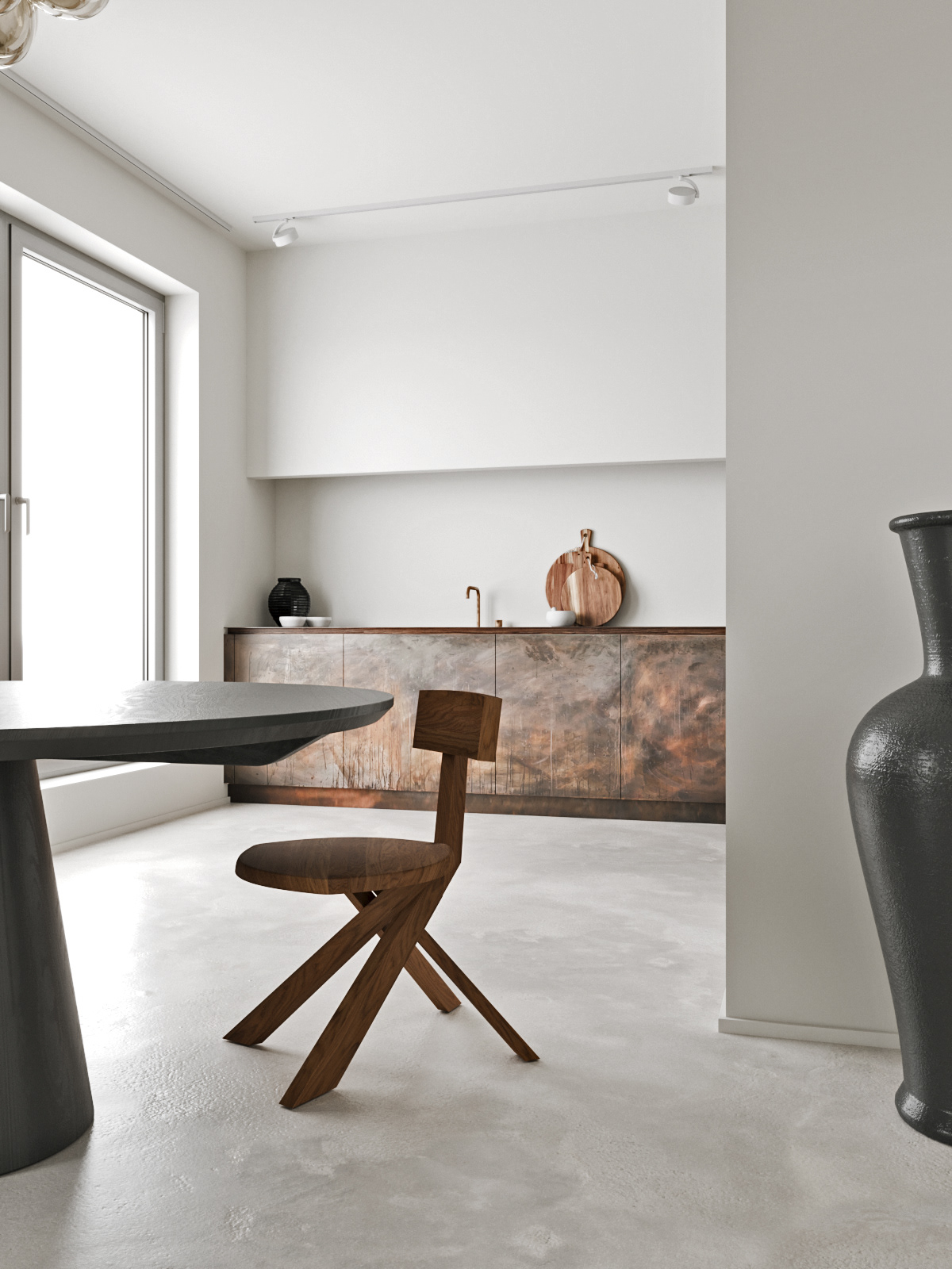 interior design  kitchen light tones Minimalism visualization