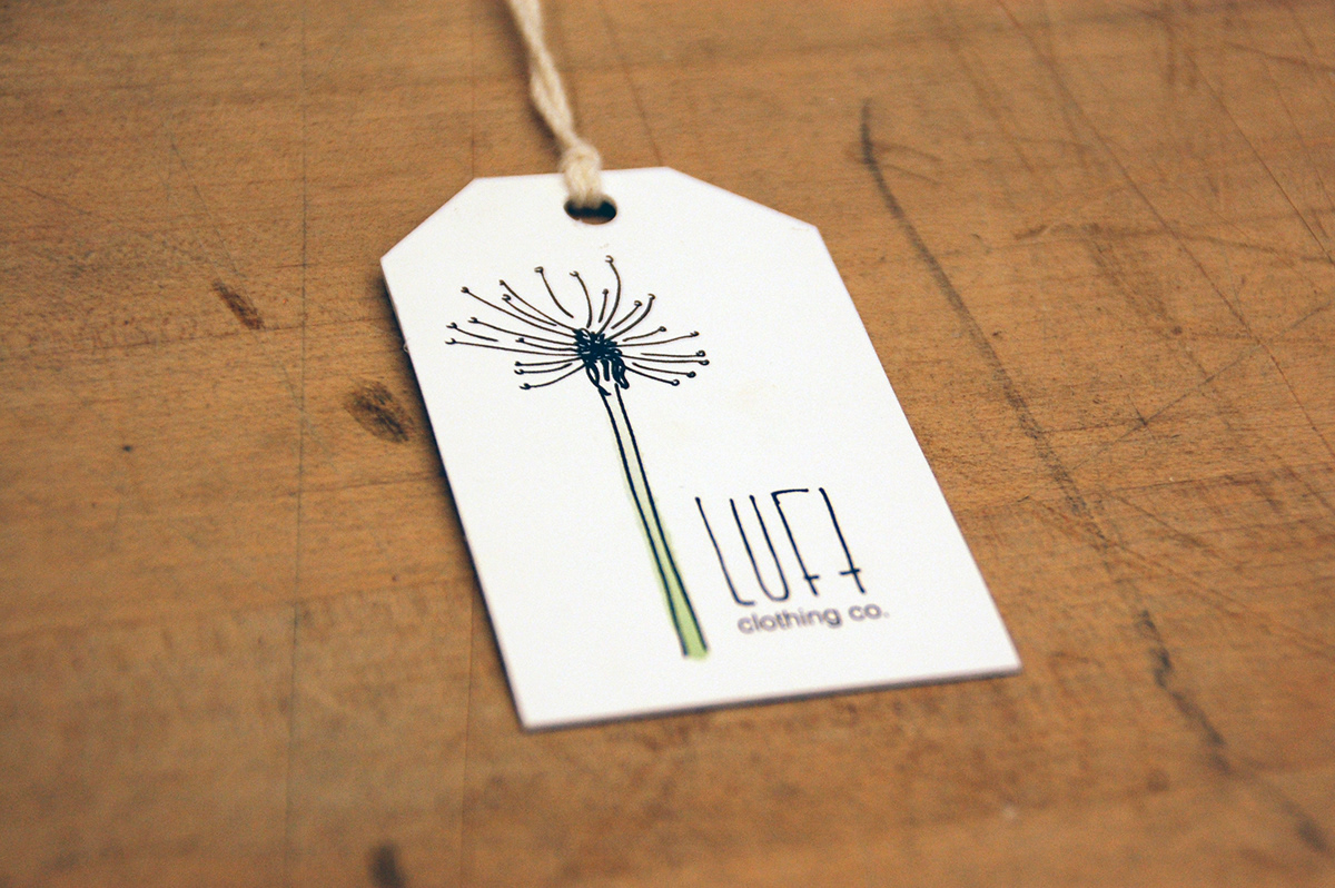 luft Clothing Website logo dandelion White blue shopping bag Business Cards letterhead Collaborative