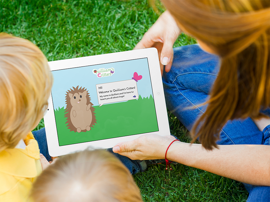 Quillams Critters Edutainment app educational kids Hedgehog bugs Lauren Elizabeth Design