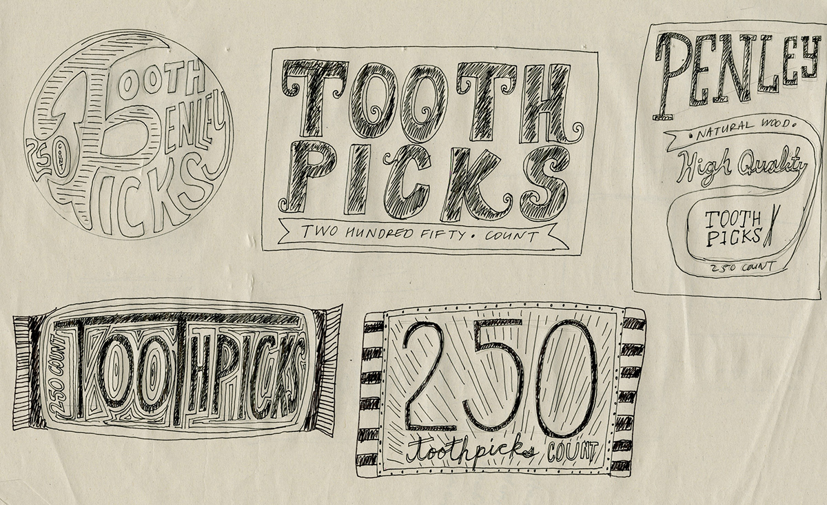 penley redesign packagedesign skewers toothpicks type Futura vintage