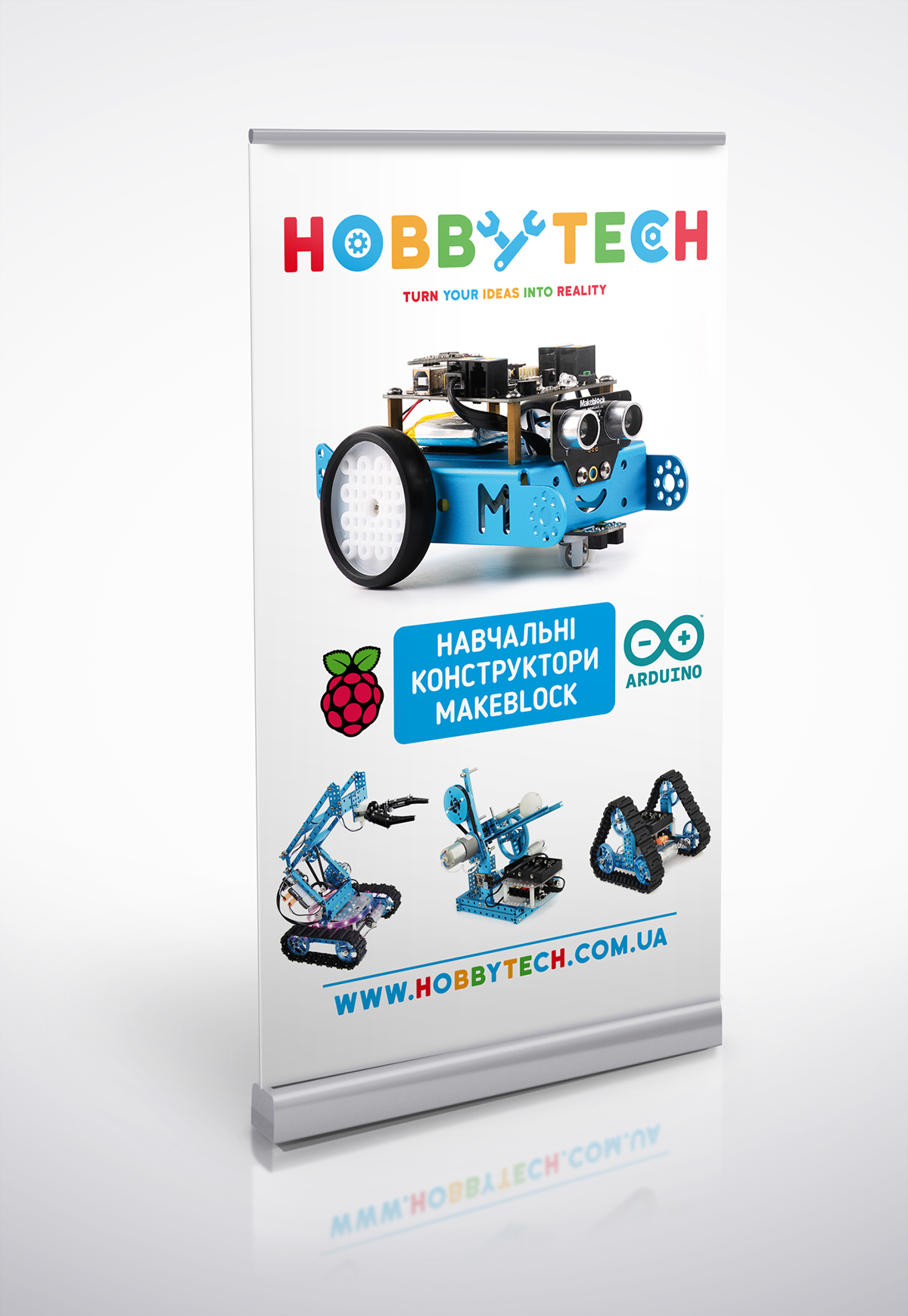 robotics constructor art creative logo branding  leaflet Roll Up design