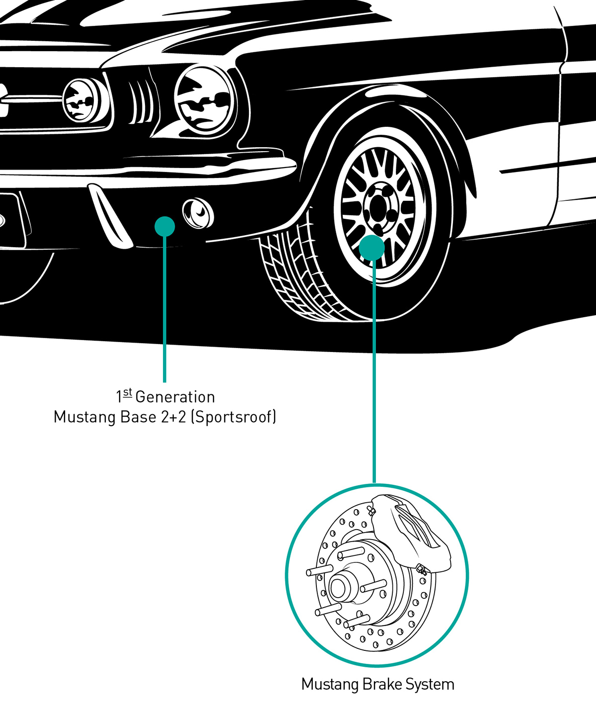 vector infographic Ford Mustang Ford Mustang black in white vector design car information IPCA