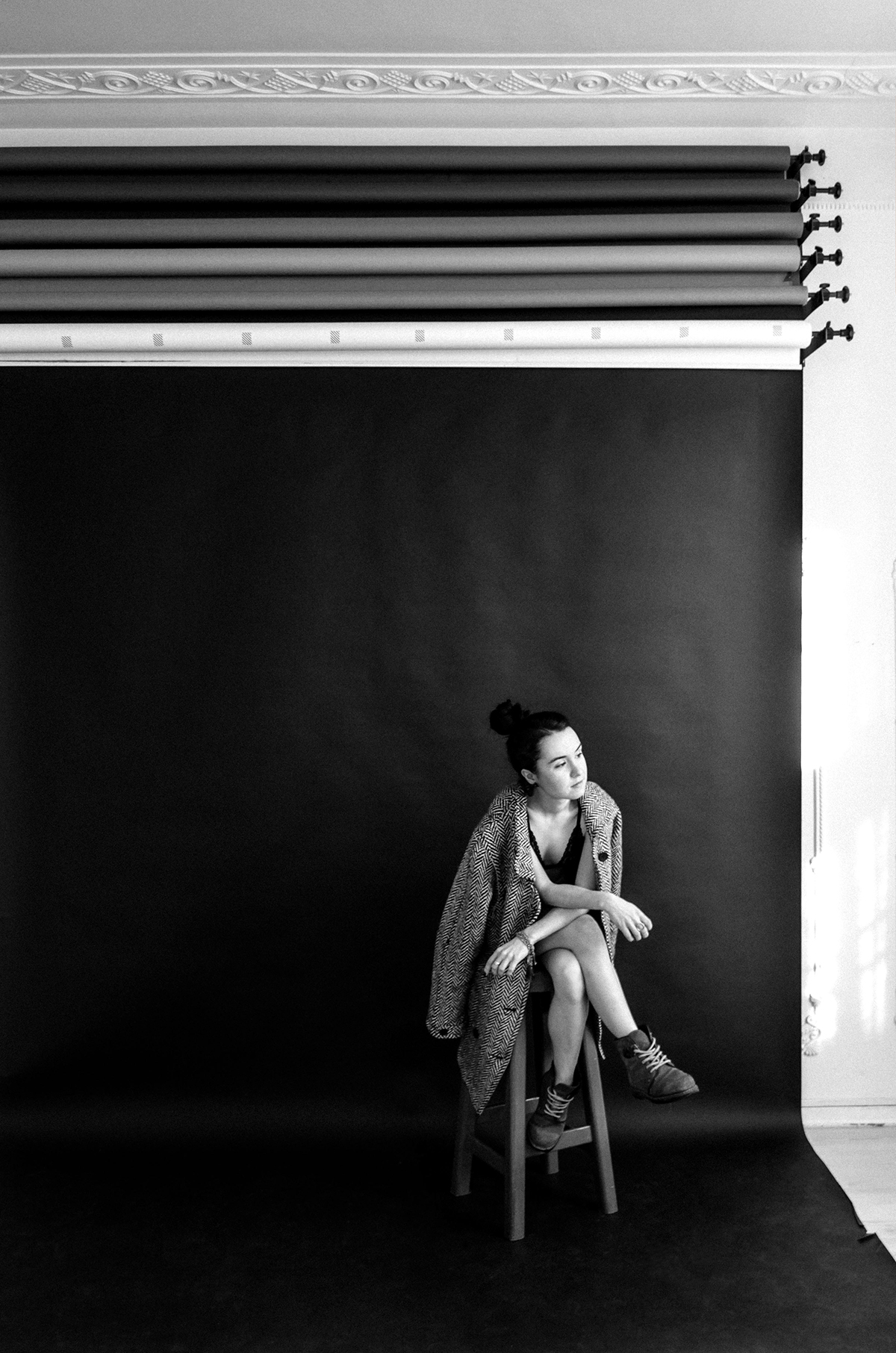 black and white portrait beauty woman studio