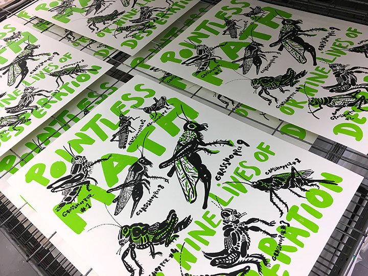 poster Drawing  HAND LETTERING lettering Grasshopper Insects natalya balnova green numbers characters