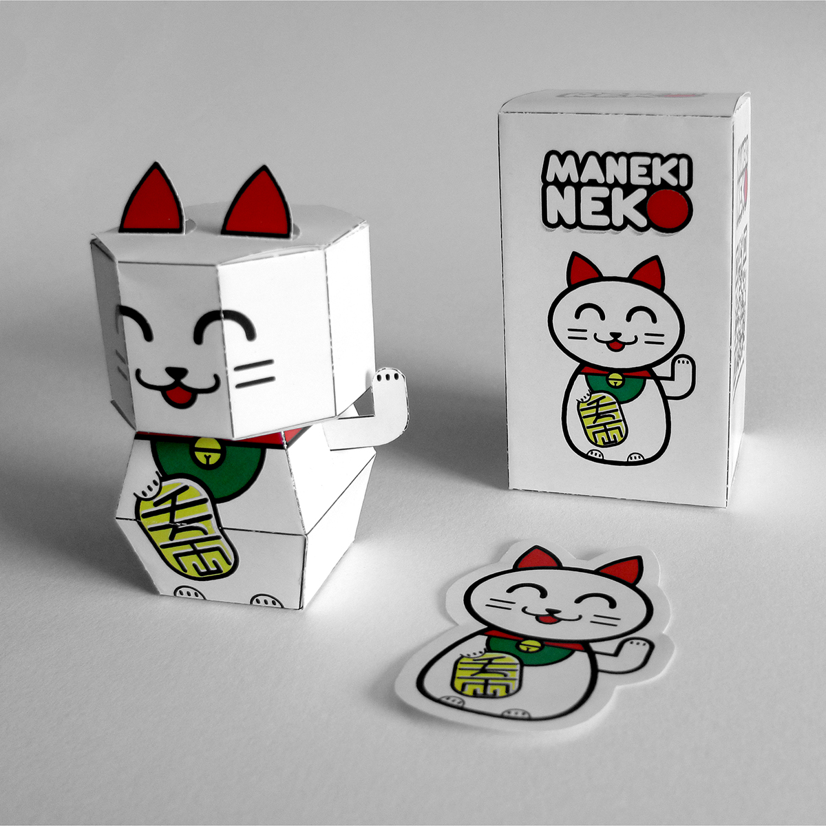 maneki neko maneki neko peru dos al cubo japan japanese Cat Gato Suerte lucky JAPON japones kioshi shimabuku papercraft