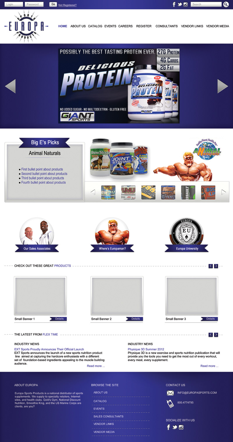 europa  sports  website  redesign  photoshop marketing    UI Design