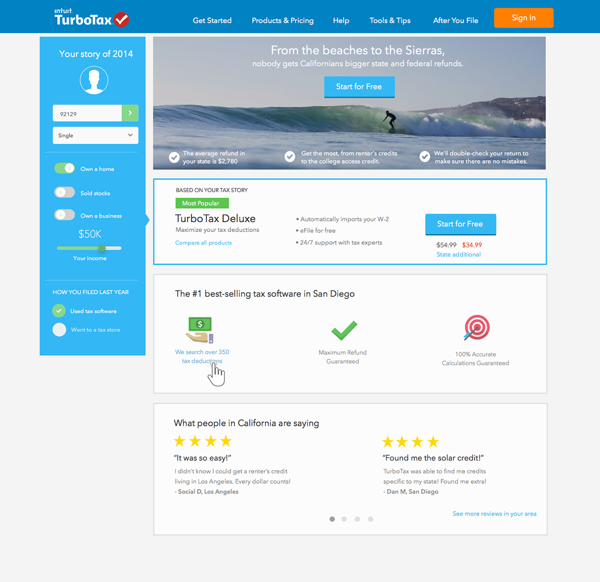 Vocation Based Turbotax Experience On Behance