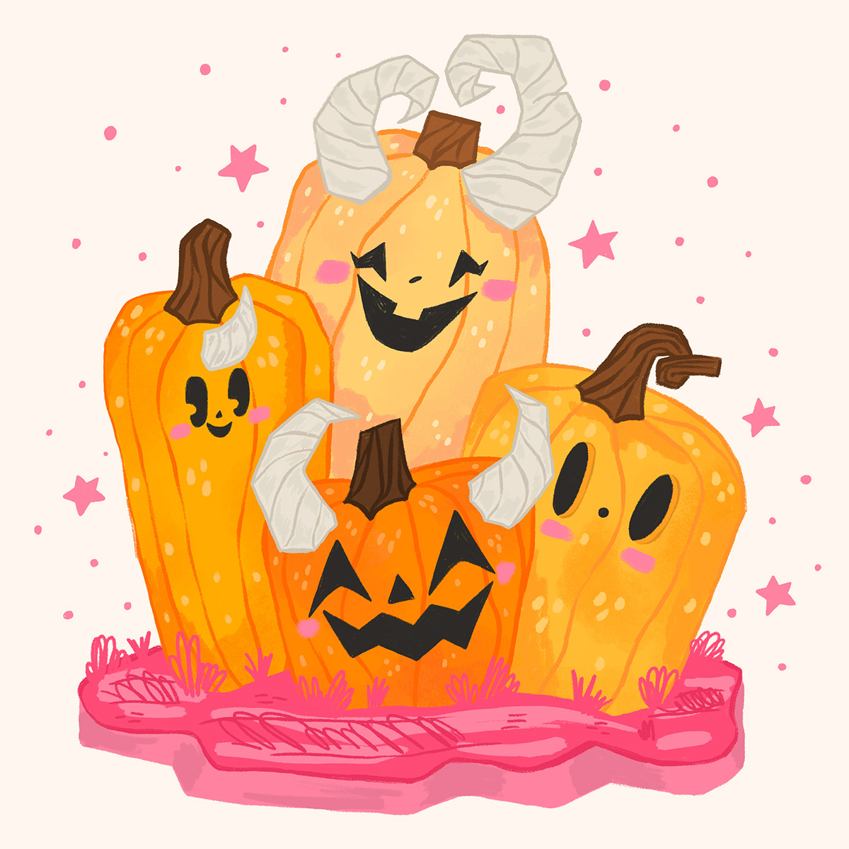 childrens book Halloween Horn ILLUSTRATION  inktober inktober2020 kidlit peachtober pumpkin pumpkins