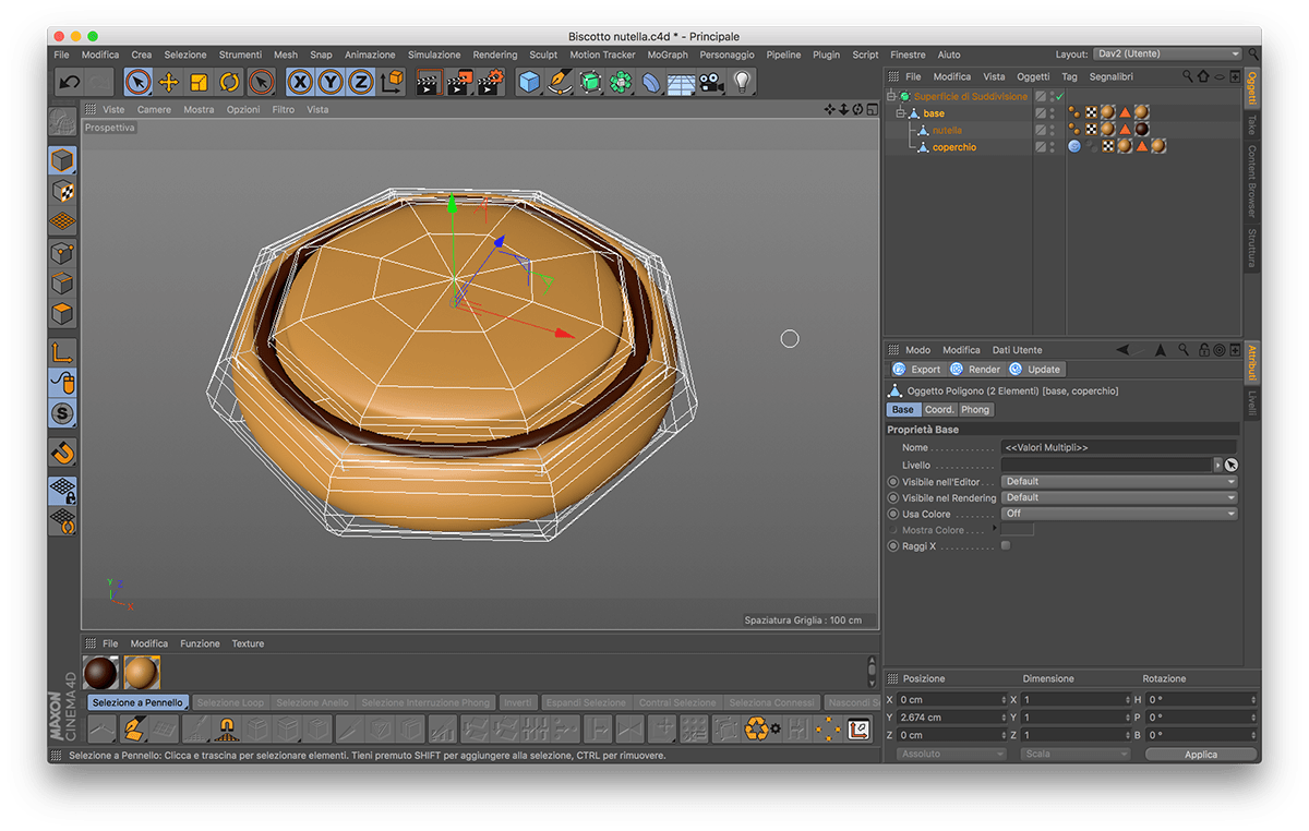 3D 3d modeling biscuits Composite Food  Keyvisual nutella product design  rendering visual
