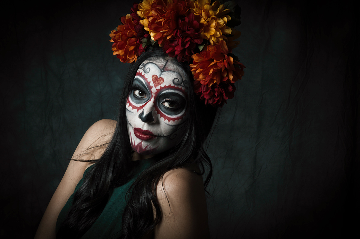 mexico tijuana Nikon portrait makeup sugar skull catrina Beautiful model dark