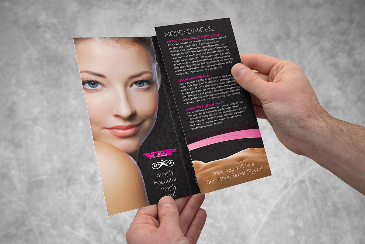 Spa aesthetics brochure trifold black magenta elegant beauty clean graphicvision elsy aumann