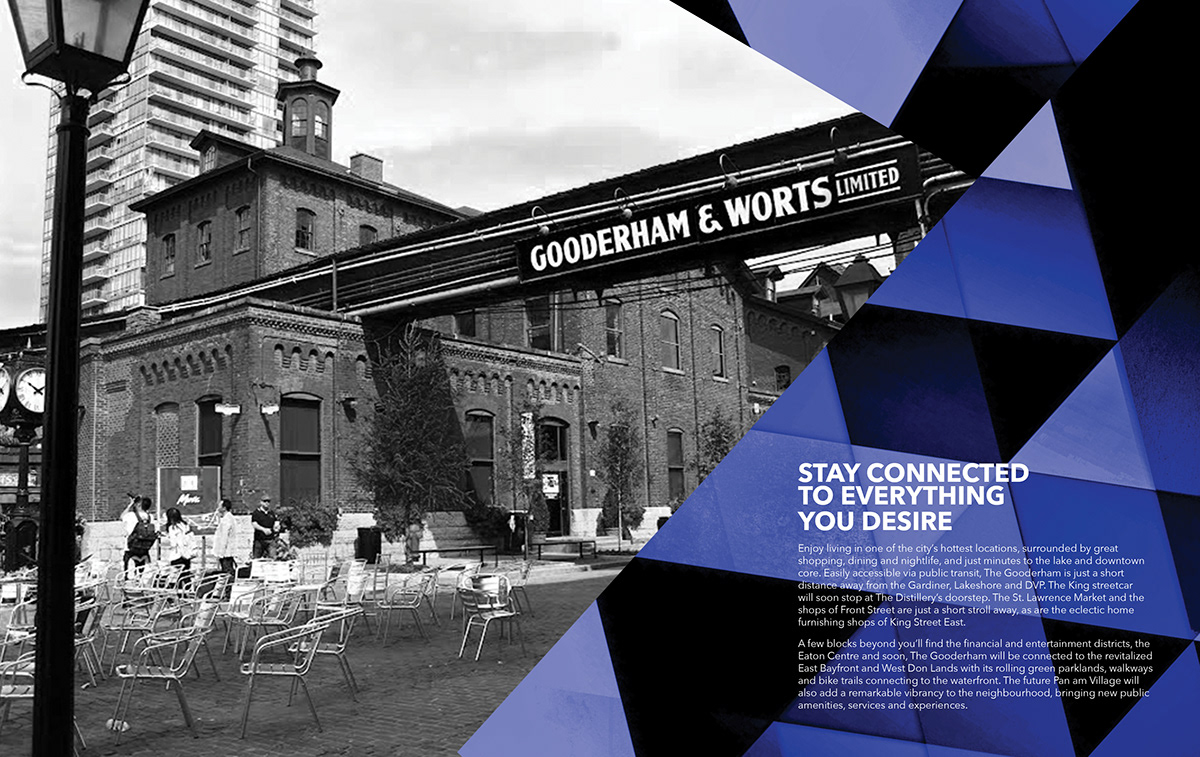 condominium campaign brochure ad Pocketfolder folder geometric pattern