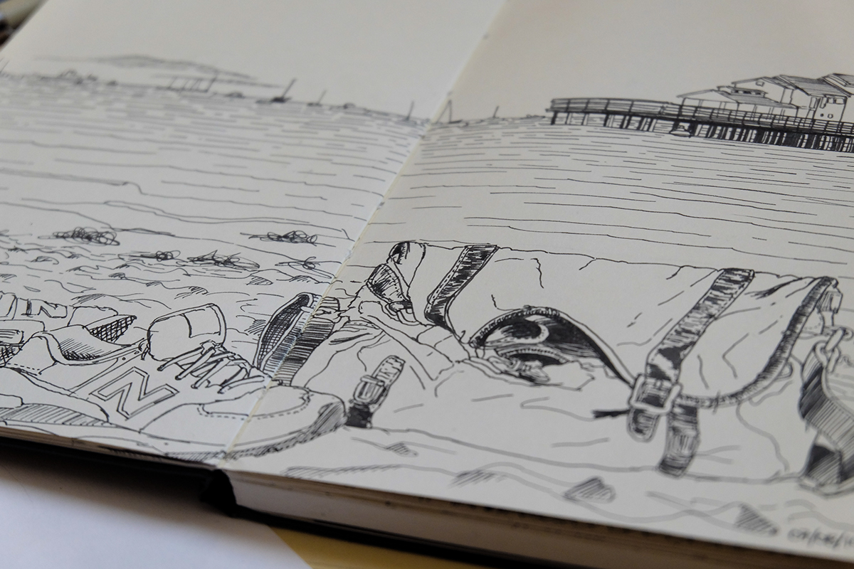 sketching santa barbara cafe Landscape b&w marseille brussels beach port boat