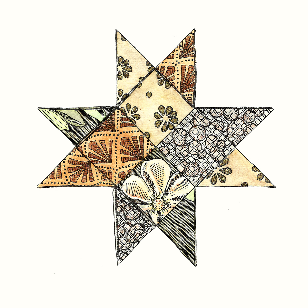 ink watercolor star ornament product pattern decorative