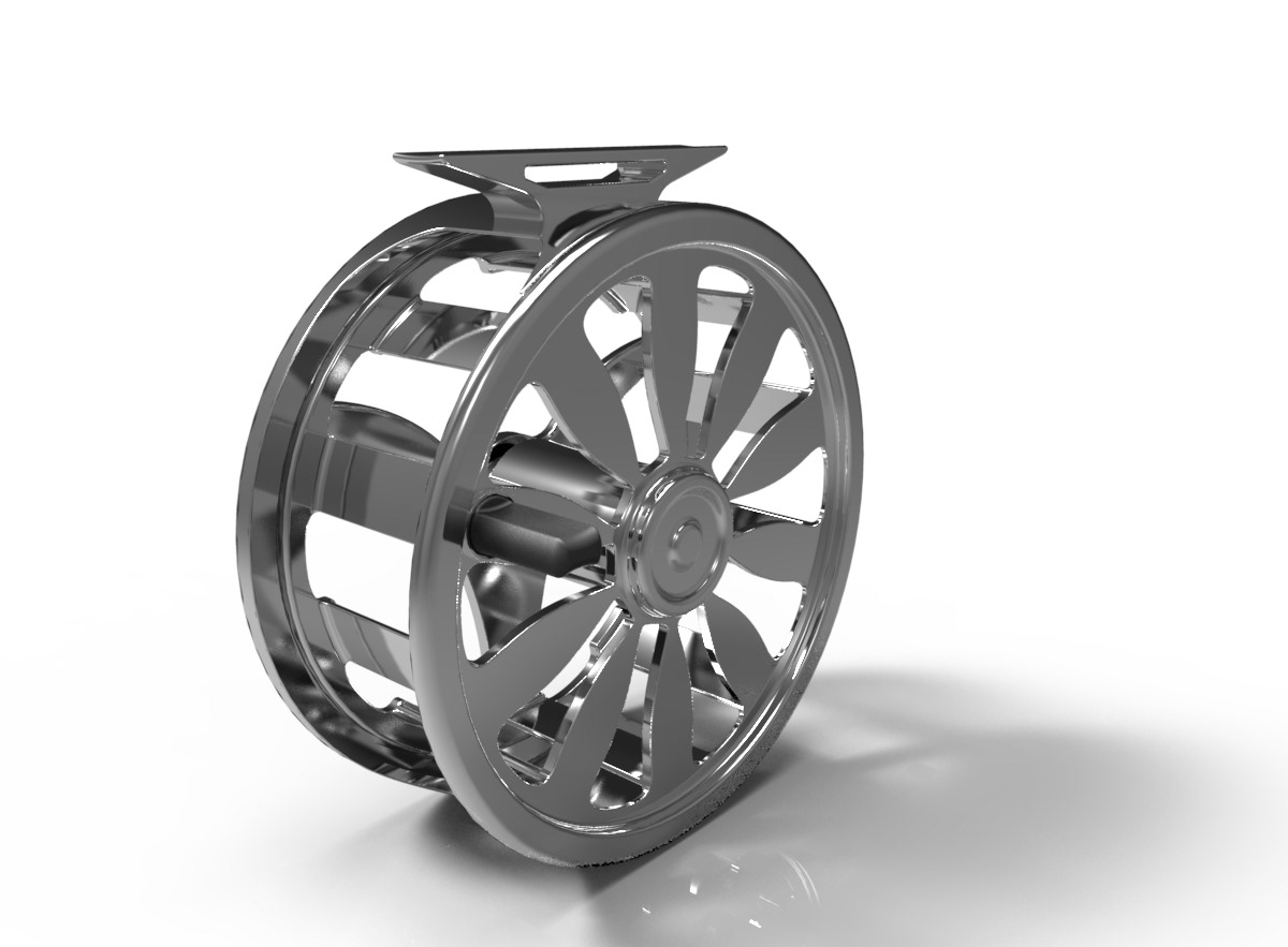 Fly fishing fly reel fishing Solidworks keyshot rendering Sporting Equipment Hunting trout