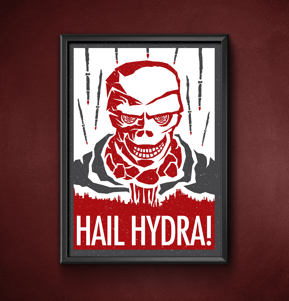 hydra screen print two color red gray
