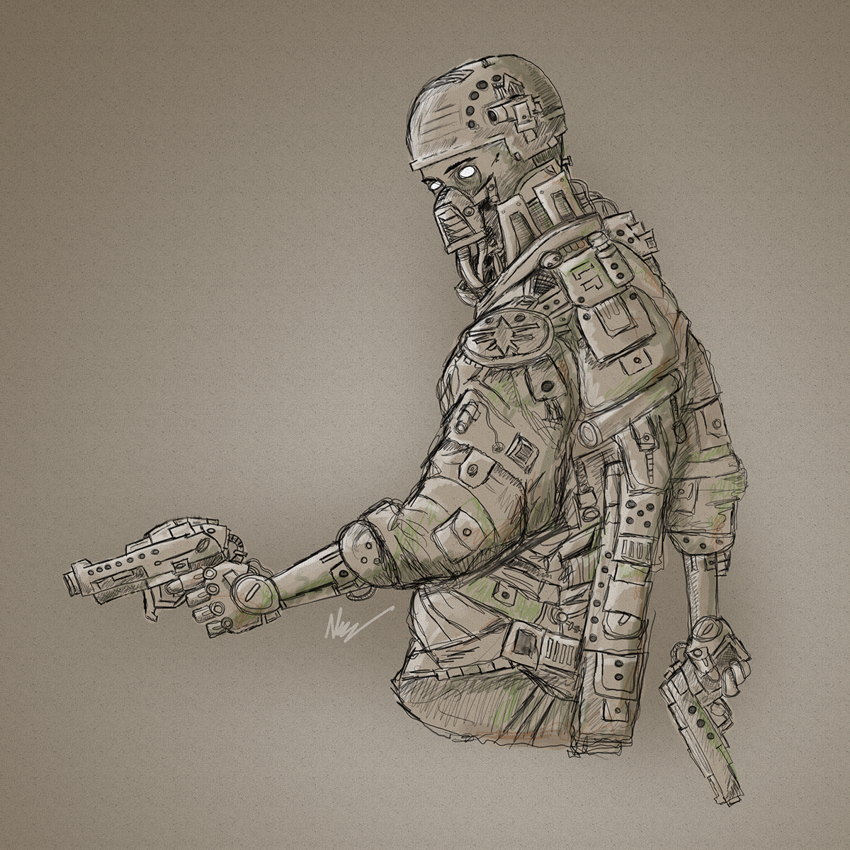 concept art science fiction  war  soldier Cyborg future Scifi