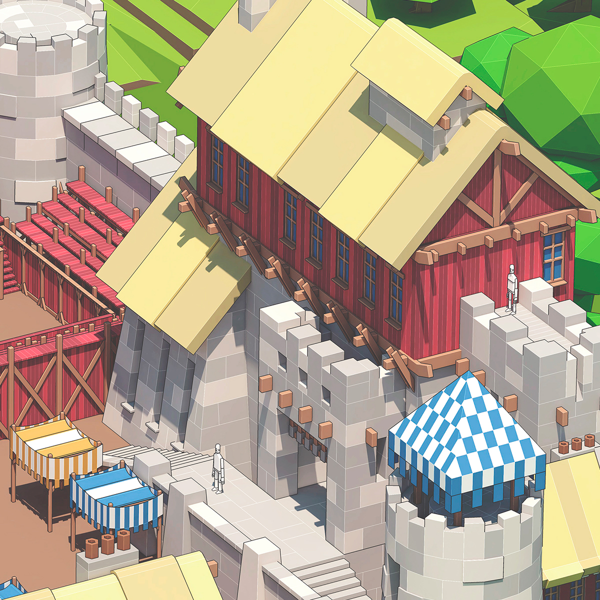 Castle medieval lowpoly Low Poly Game Art game design  3D modeling SketchUP Brasil