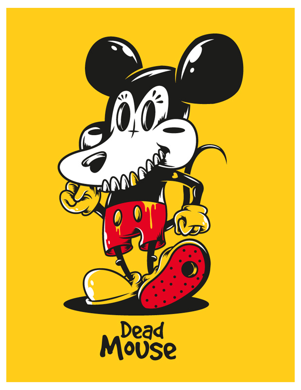 mouse johnny terror cool black yellow disney cartoon weird skull mickey famous
