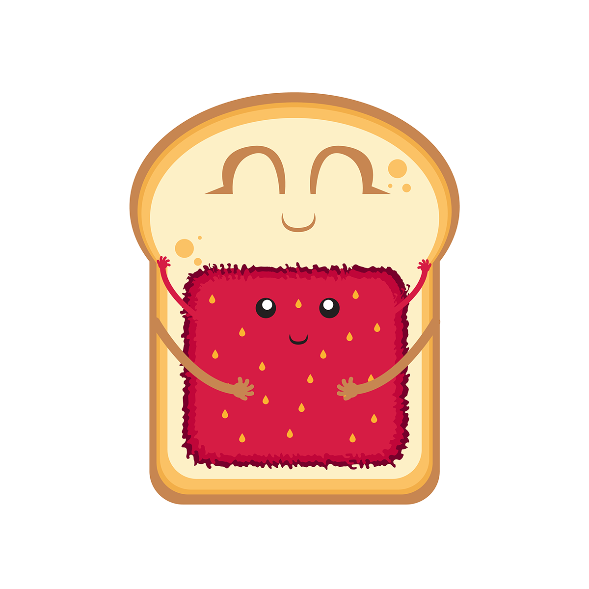 cartoon anime breakfast Food  foodie smile kids firends Love hug vector design creative Illustrator