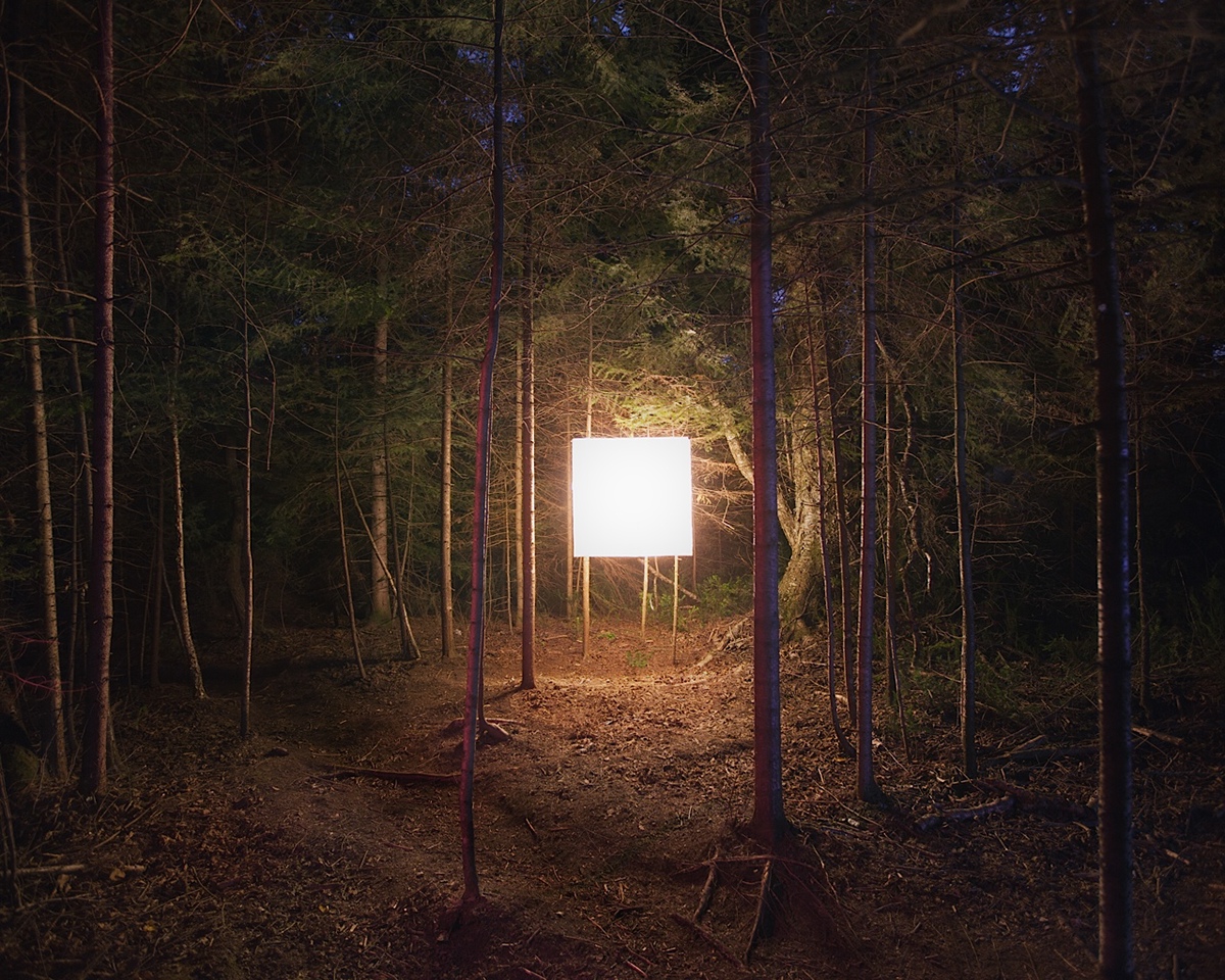 art FINEART light installation wild Nature handmade forest Outdoor squarre logo light emitter stars trail snow