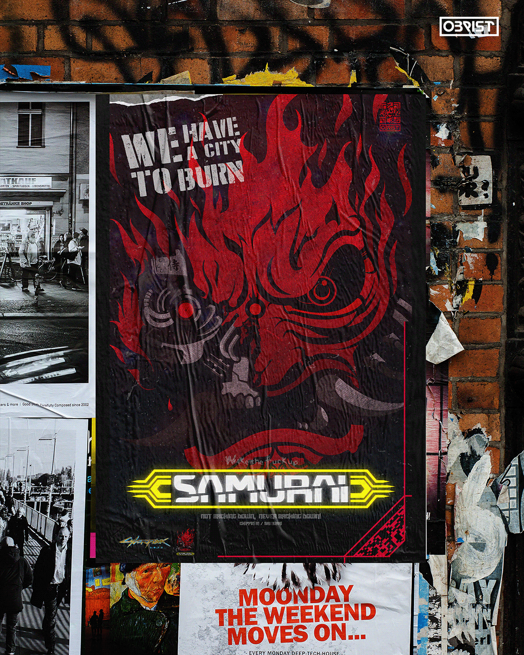 aftereffects animation  art concept Cyberpunk design ILLUSTRATION  poster rock samurai