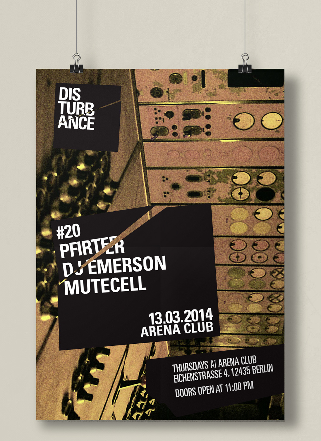Poster Design poster Disturbance Arena Club berlin industrial techno Dj's CLR