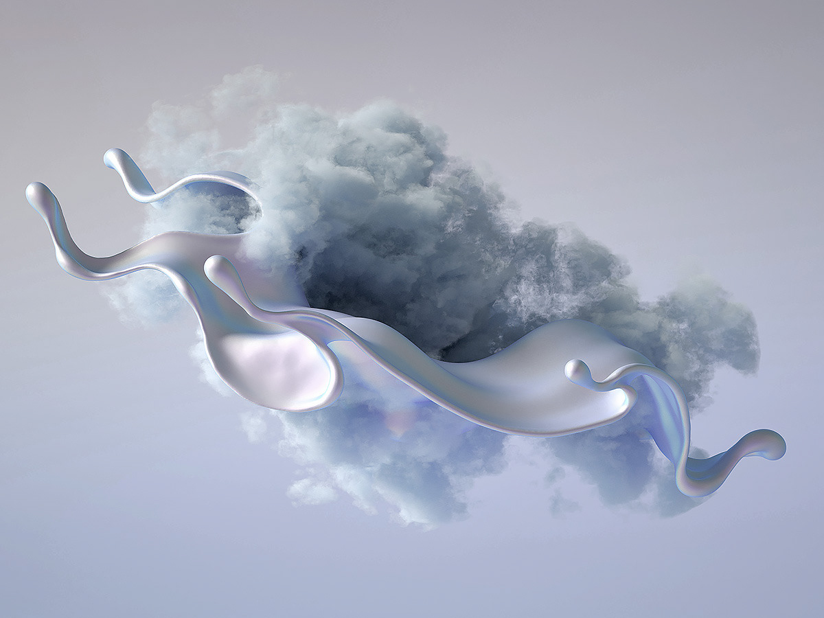 3D ILLUSTRATION  background simulation smoke Steam cloud splash Liquid particle