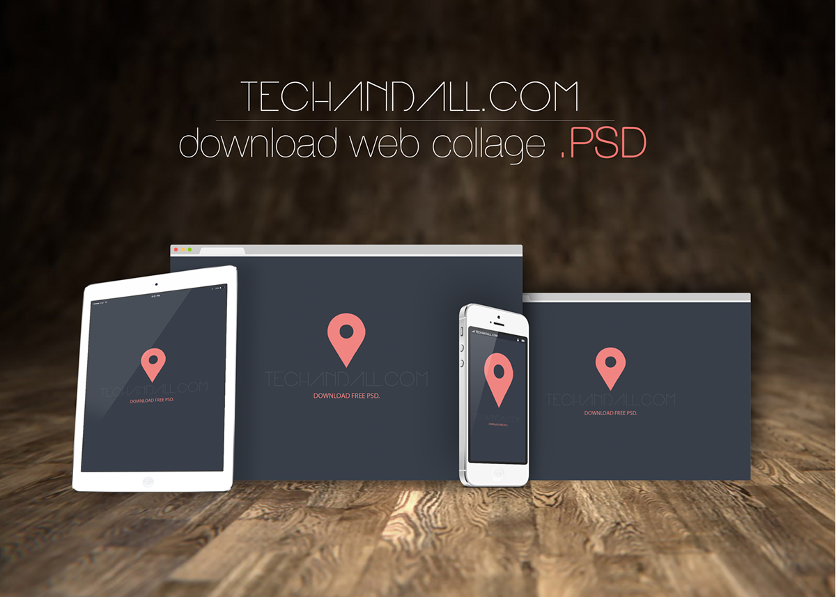 .PSD Download PSD Freebie iPad iPhone mockup Web Collage psd
