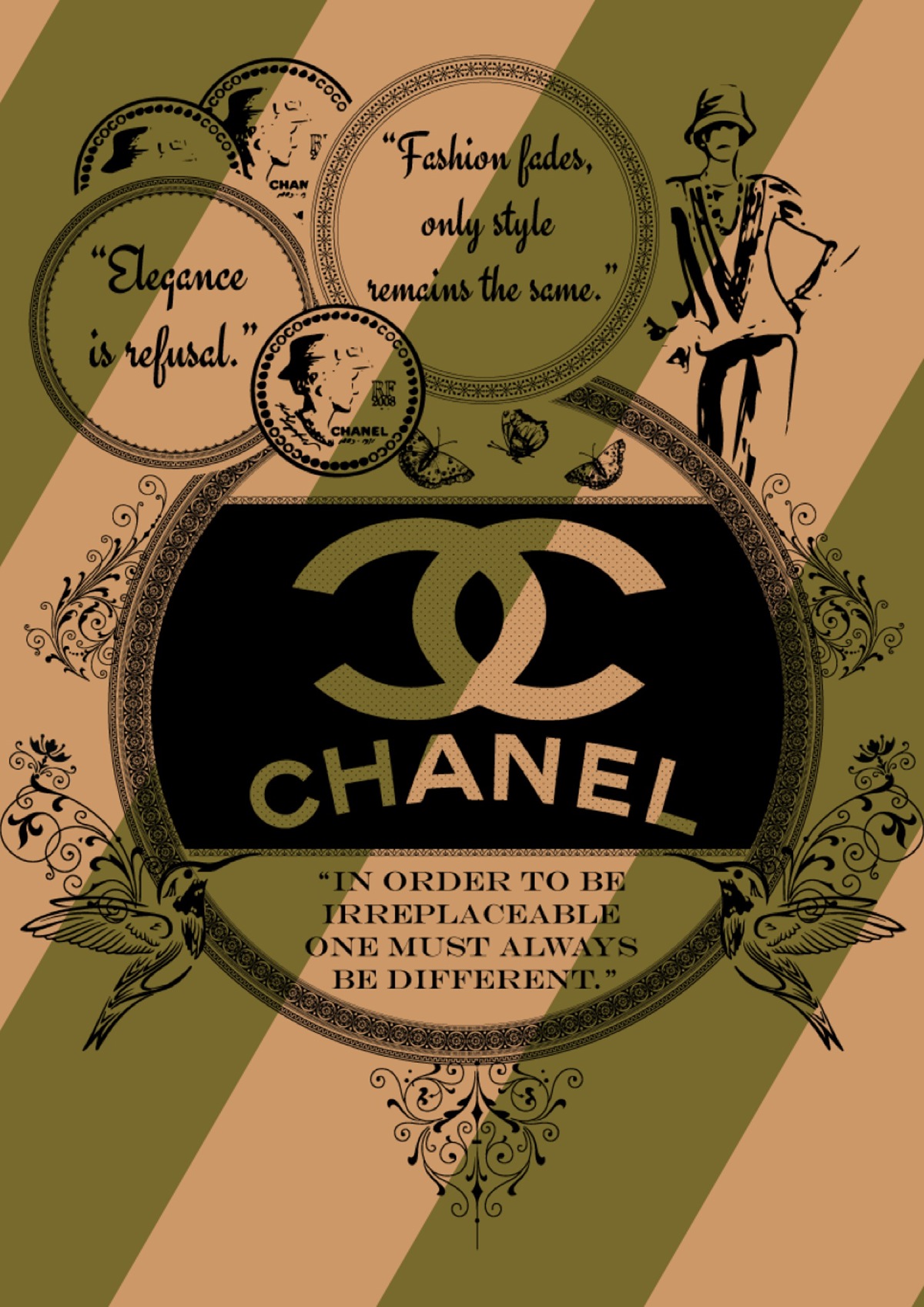 chanel Coco perfume vintage poster t-shirt print ad