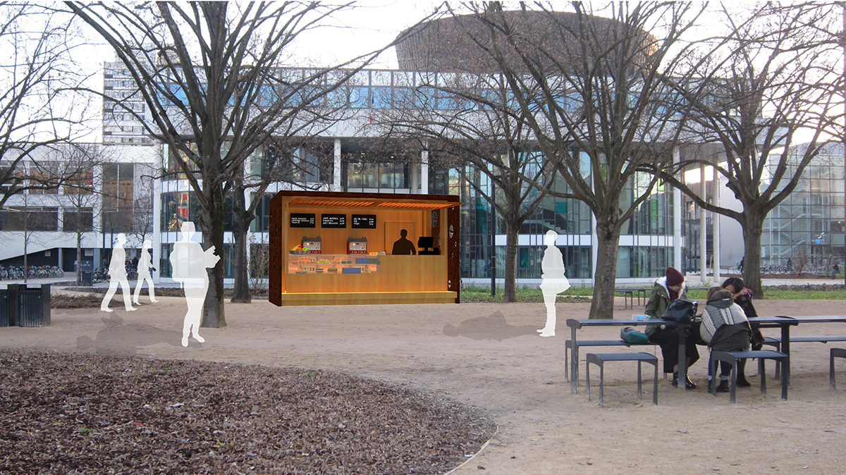 kiosque cafe Éco-responsable   sensibiliser étudiants campus Campus Vert Strasbourg Commerce équitable détente boire Environnement huver strasbourg