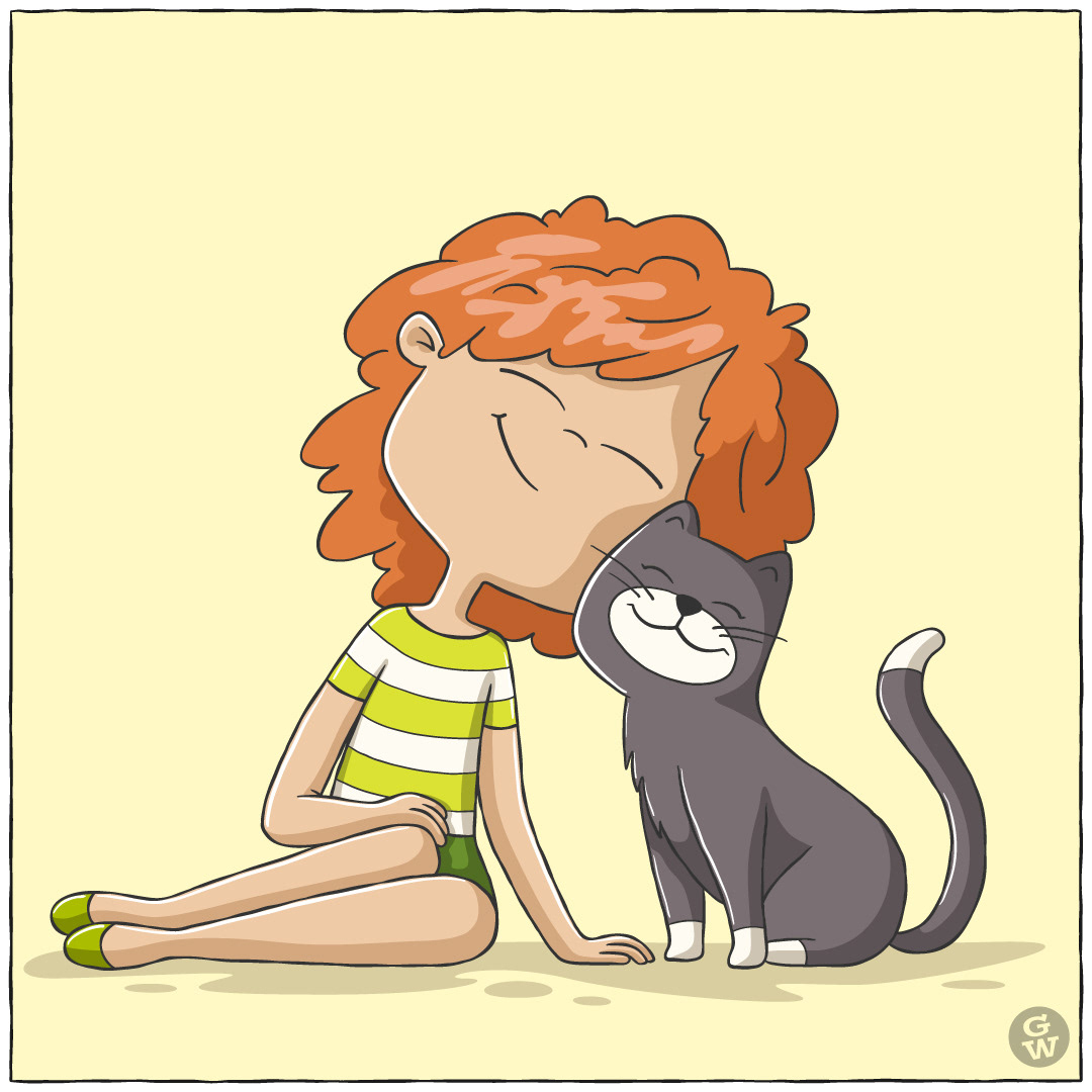 Cat pets cats cute Illustrator Character cartoon comic animal woman